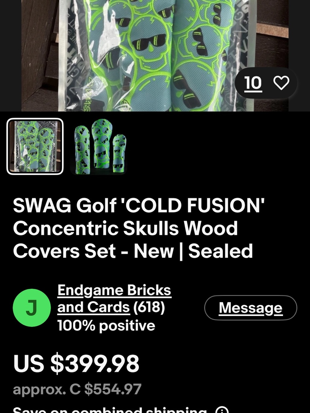 SWAG GOLF Cold Fusion Concentric Skulls Wood Covers Set - Green
